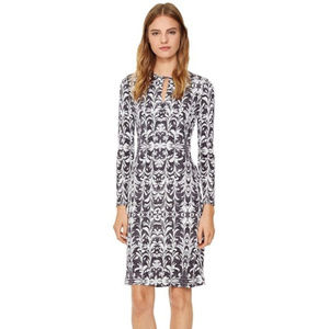 Tory Burch SILK Brushstroke Grey Longsleeve Dress